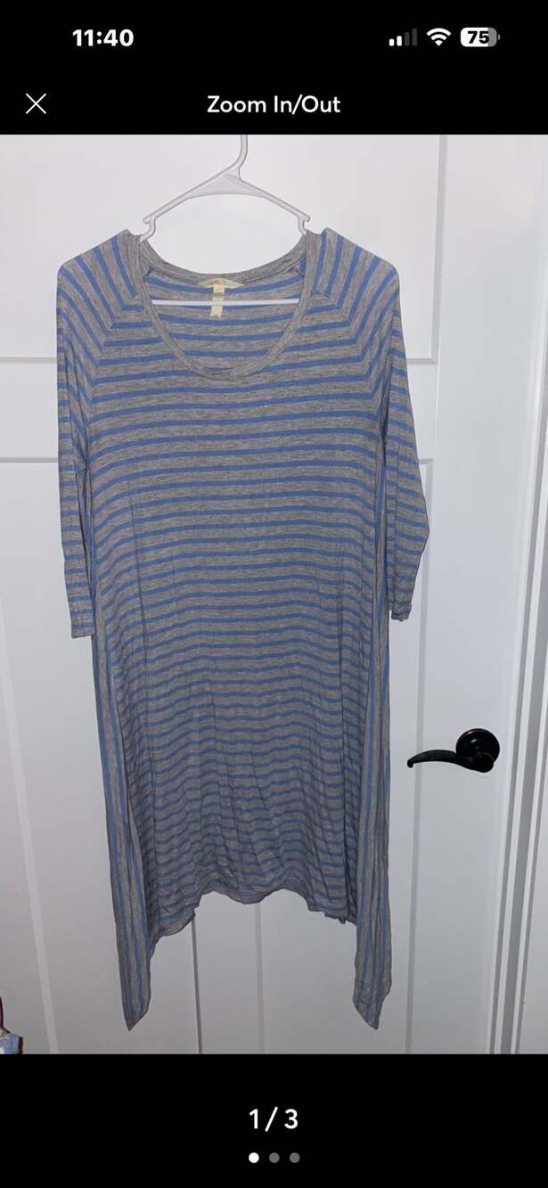 Matilda Jane Her Majesty Sharkbite Tunic Dress Blue Gray Striped